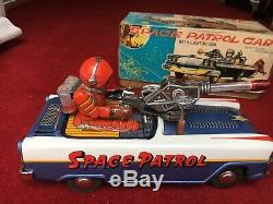 Vintage TINPLATE Space Patrol Car Nomura TN Toys 1960s Japan Nr Mint BOXED Rare