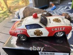 Vintage Taiyo Fire Chief C-703 Tin Battery Operated Toy Car Japan Untested 504s