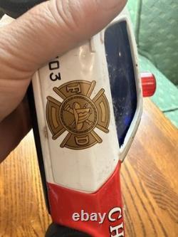 Vintage Taiyo Fire Chief C-703 Tin Battery Operated Toy Car Japan Untested 504s