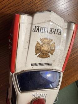 Vintage Taiyo Fire Chief C-703 Tin Battery Operated Toy Car Japan Untested 504s