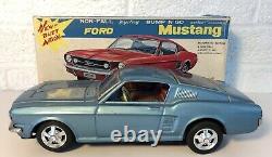 Vintage Taiyo Tin Ford Mustang Very Clean W Box Japan Bump N Go Toy Car Battery