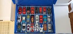 Vintage Tara Toys Deluxe 48 Car Case With 51 Hot Wheels, Matchbox, And Other Car