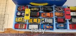 Vintage Tara Toys Deluxe 48 Car Case With 51 Hot Wheels, Matchbox, And Other Car