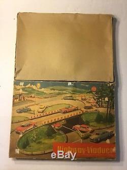 Vintage Technofix 298 Highway Viaduct tin litho toy with Original Box and 3 Cars