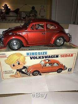 Vintage Tin Car Bandai 1958 King Size Volkswagen 15 Sedan