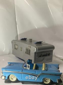 Vintage Tin Friction Cars N Trailer Haji And Sss Japan 1960