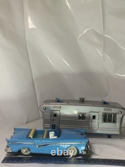 Vintage Tin Friction Cars N Trailer Haji And Sss Japan 1960
