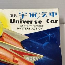 Vintage Tin Litho Battery Operated Universe Car Original Box Made In China WORKS