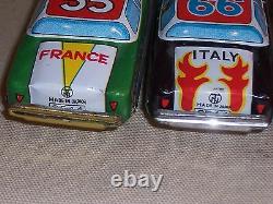 Vintage Tin Litho Lithograph Friction Car Lot England Italy France Madein Japan