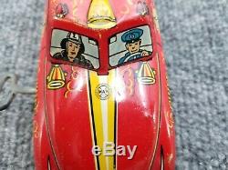 Vintage Tin Litho Marx Wind Up Fire Chief Car Works