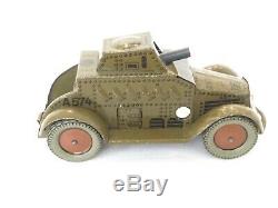 Vintage Tin Litho Windup Armored Car Made in Germany circa 1930s RARE