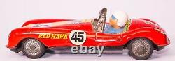 Vintage Tin Lithographed Yonezawa Red Hawk #45 Racing Car