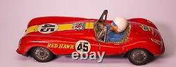 Vintage Tin Lithographed Yonezawa Red Hawk #45 Racing Car