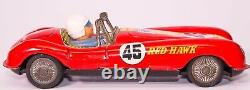 Vintage Tin Lithographed Yonezawa Red Hawk #45 Racing Car