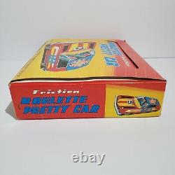 Vintage Tin Plate Friction Roulette Pretty Car XE-5 Box with 22 Cars Japan RARE