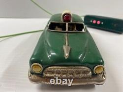 Vintage Tin Police Car Battery Operated Remote Control By Line Mar Toys