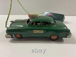 Vintage Tin Police Car Battery Operated Remote Control By Line Mar Toys