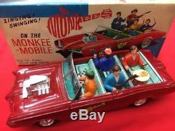 Vintage Tin Toy Aoshin ASC Friction car THE Monkees on the MONKEE-MOBILE Rare
