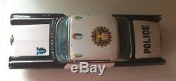 Vintage Tin Toy Cadillac Police Patrol Car Japan 1960- Battery Powered- Scarce