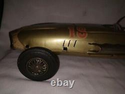 Vintage Tin Toy Car Friction Golden-Jet Formula Racing Car Bandai Japan 1950 #