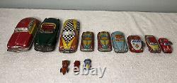 Vintage Tin Toy Car Lot Courtland Wind-Up Friction Battery Japan Mid-Century