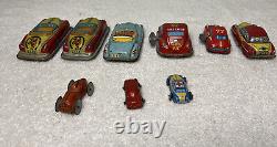 Vintage Tin Toy Car Lot Courtland Wind-Up Friction Battery Japan Mid-Century