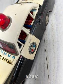 Vintage Tin Toy HIGHWAY Patrol Car Battery Operated Yonezawa Toy 1960s Japan