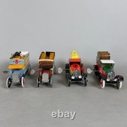 Vintage Tin Toy Vehicle Lot Bus Truck Spring-Loaded Transport Car