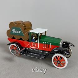 Vintage Tin Toy Vehicle Lot Bus Truck Spring-Loaded Transport Car