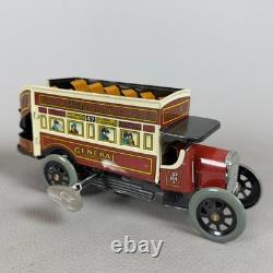 Vintage Tin Toy Vehicle Lot Bus Truck Spring-Loaded Transport Car