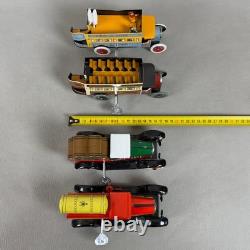 Vintage Tin Toy Vehicle Lot Bus Truck Spring-Loaded Transport Car