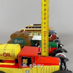 Vintage Tin Toy Vehicle Lot Bus Truck Spring-Loaded Transport Car