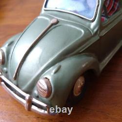 Vintage Tin Toy mini Car Beetle Green Showa Retro