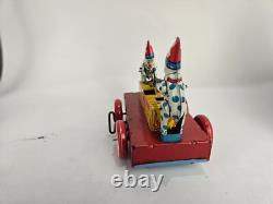 Vintage Tin Wyandotte HOKY POKY Wind-Up Clowns Hand Car- Good Condition Works