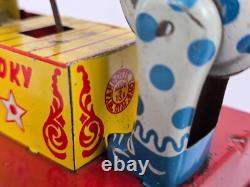 Vintage Tin Wyandotte HOKY POKY Wind-Up Clowns Hand Car- Good Condition Works