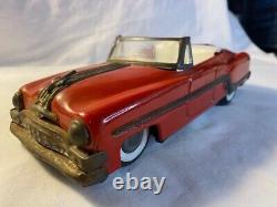 Vintage Tin1950s Convertible Friction Red-Pontiac Antique Car -10 inch Free Ship