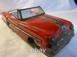 Vintage Tin1950s Convertible Friction Red-Pontiac Antique Car -10 inch Free Ship