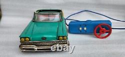 Vintage Tinplate Ford Fairlane 500 Remote Battry Operaed Tin Toy Hood Car Japan