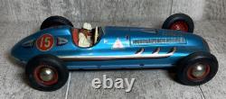 Vintage Tippco Germany Wind Up Racer Race Car #15 With Driver
