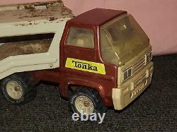 Vintage Tonka Brown & White 26 Long Metal Car Carrier