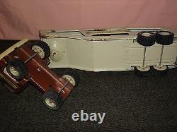 Vintage Tonka Brown & White 26 Long Metal Car Carrier