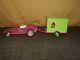 Vintage Toy 19 Long Metal Nylint Road Runner Pink Green Car & Trailer