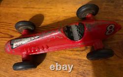 Vintage Toy Car Cast Race with Rubber Tire No. 8 Indy Racer 10-1/2 Long