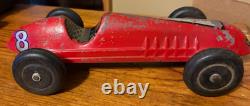 Vintage Toy Car Cast Race with Rubber Tire No. 8 Indy Racer 10-1/2 Long