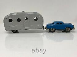 Vintage Toy Car Hauling Camper Trailer, Vintage, Tin, Japan