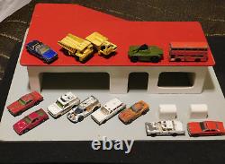 Vintage Toy Car Lot X 13 Cars Plus Toy Wooden Garage Corgi Army Tank Look