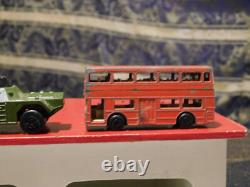 Vintage Toy Car Lot X 13 Cars Plus Toy Wooden Garage Corgi Army Tank Look