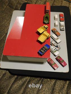 Vintage Toy Car Lot X 13 Cars Plus Toy Wooden Garage Corgi Army Tank Look