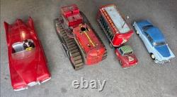 Vintage Toy Car Truck Bulldozer Lot Metal Plastic Sparks Wind Up Circus Mar