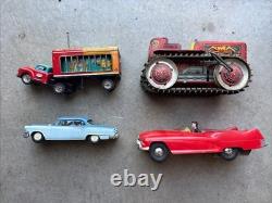 Vintage Toy Car Truck Bulldozer Lot Metal Plastic Sparks Wind Up Circus Mar
